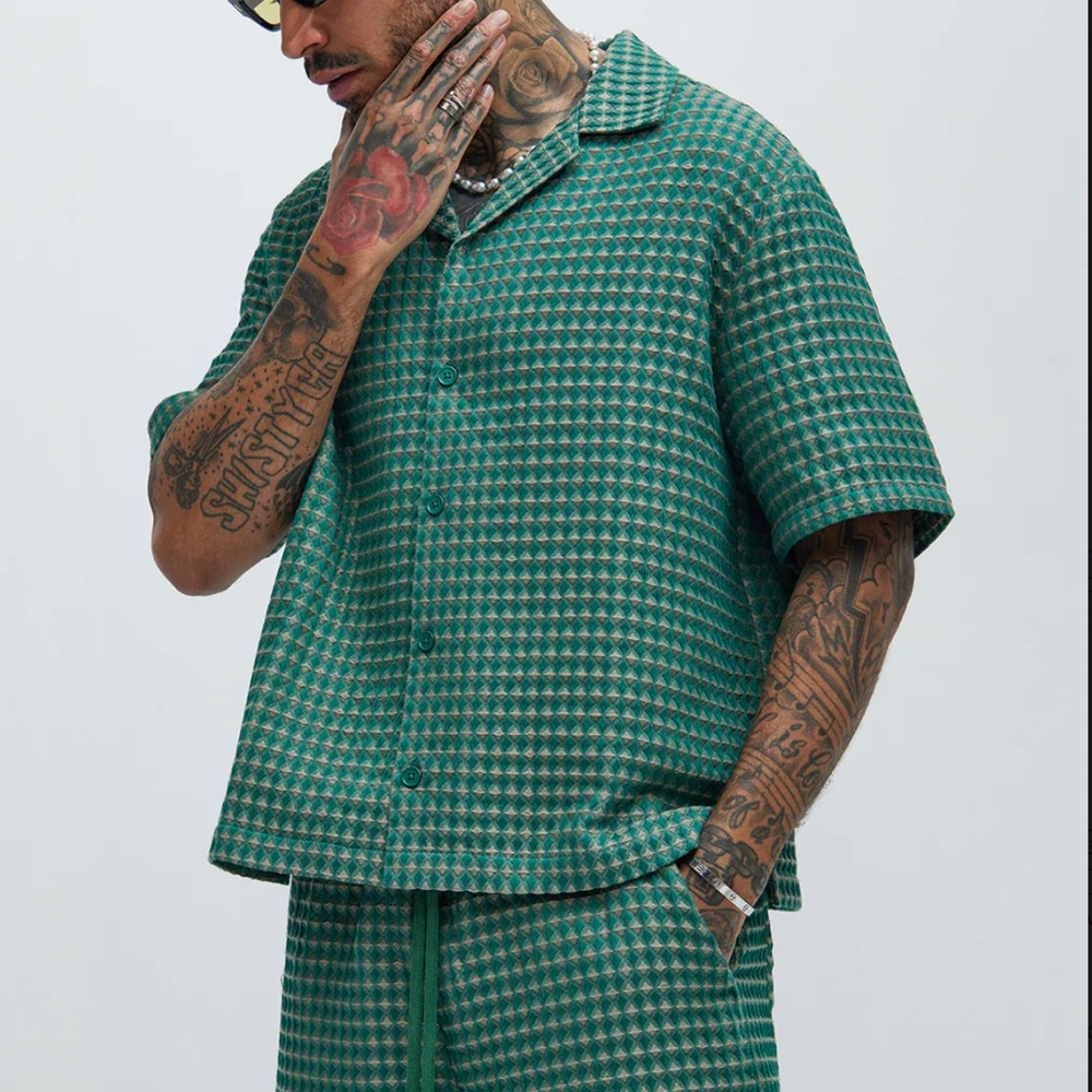 Men's Green Checkered Casual Shirt